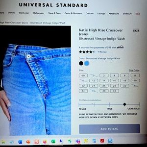 Universal Standard Katie High Rise Crossover Jeans. Sz 16, NWT